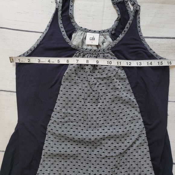 CAbi Size S Blue Polka Dot Cross Strap Navy Blue Tank Top Casual Lightweight - Picture 6 of 10